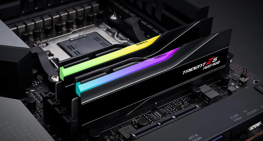 G.Skill Trident Z5 Neo RGB F5-6000J2636H32GX2-TZ5NR memory module 64 GB 2 x 32 GB DDR5 6000 MHz G.Skill Trident Z5 Neo RGB F5-6000J2636H32GX2-TZ5NR memory module 64 GB 2 x 32 GB DDR5 6000 MHz