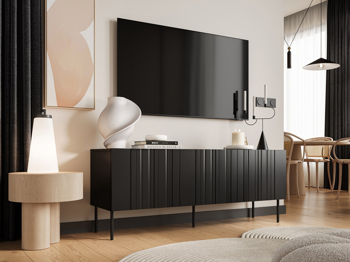 RTV cabinet ISLA 150.5x40x60 black matt RTV cabinet ISLA 150.5x40x60 black matt