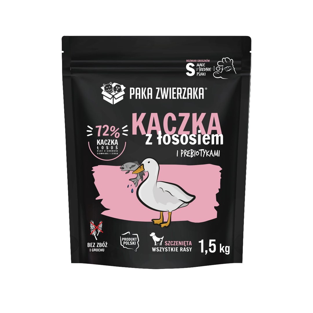 PAKA ZWIERZAKA Puppy Duck with salmon S - dry dog food - 1,5kg PAKA ZWIERZAKA Puppy Duck with salmon S - dry dog food - 1,5kg