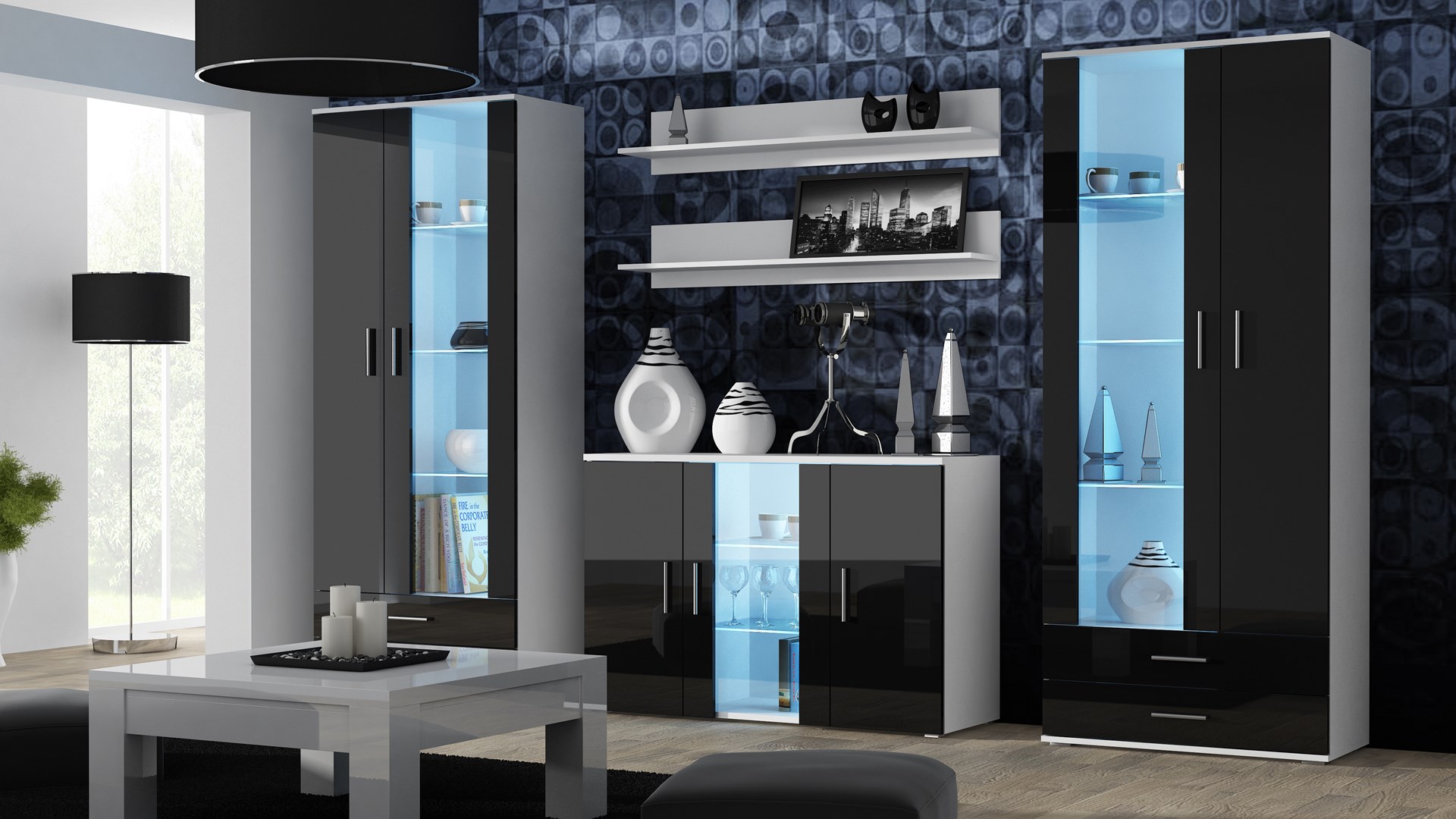 Cama display cabinet SOHO S6 2D2S white/black gloss Cama display cabinet SOHO S6 2D2S white/black gloss
