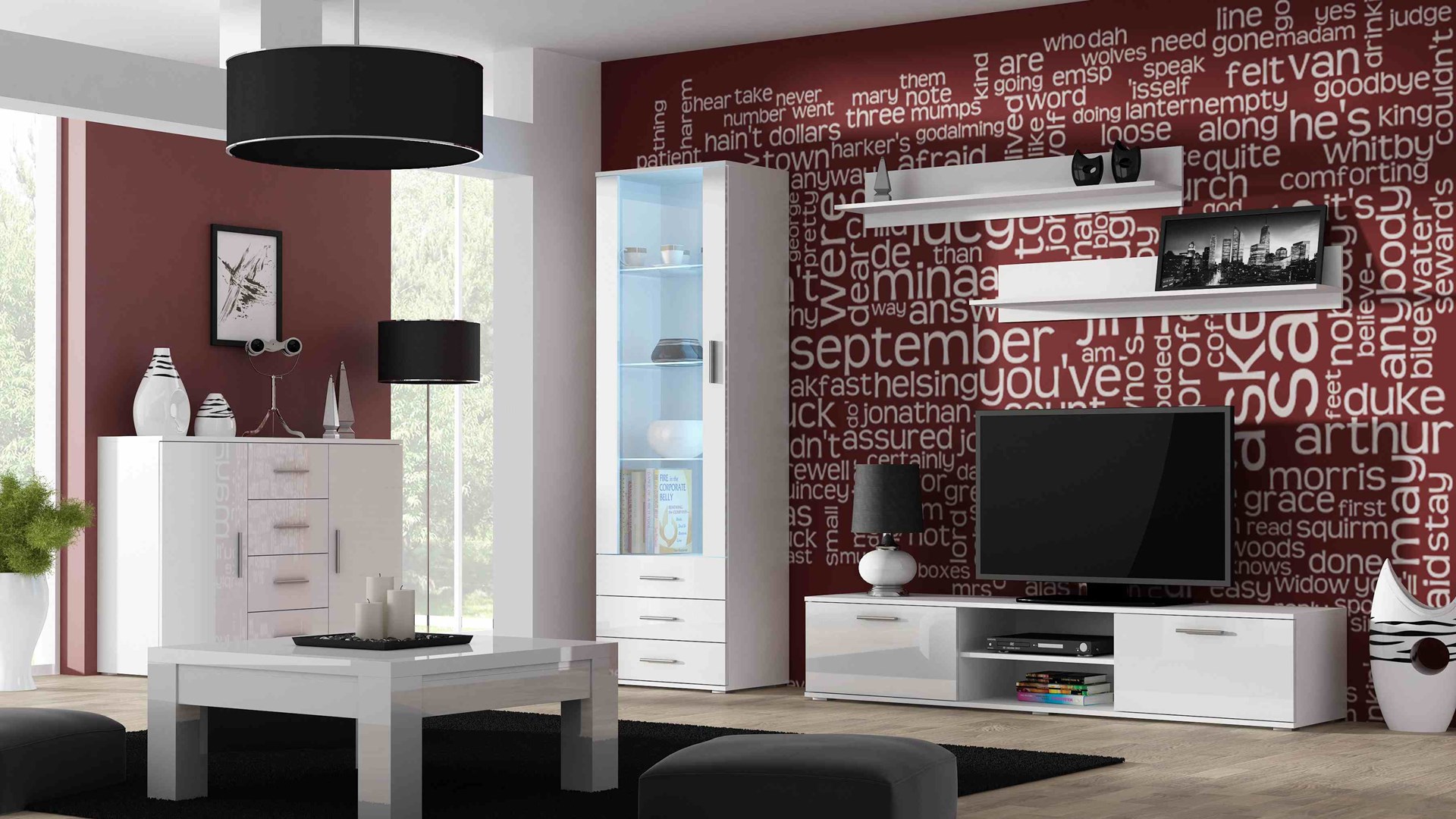 Cama living room sideboard UNI WHITE white/white gloss Cama living room sideboard UNI WHITE white/white gloss