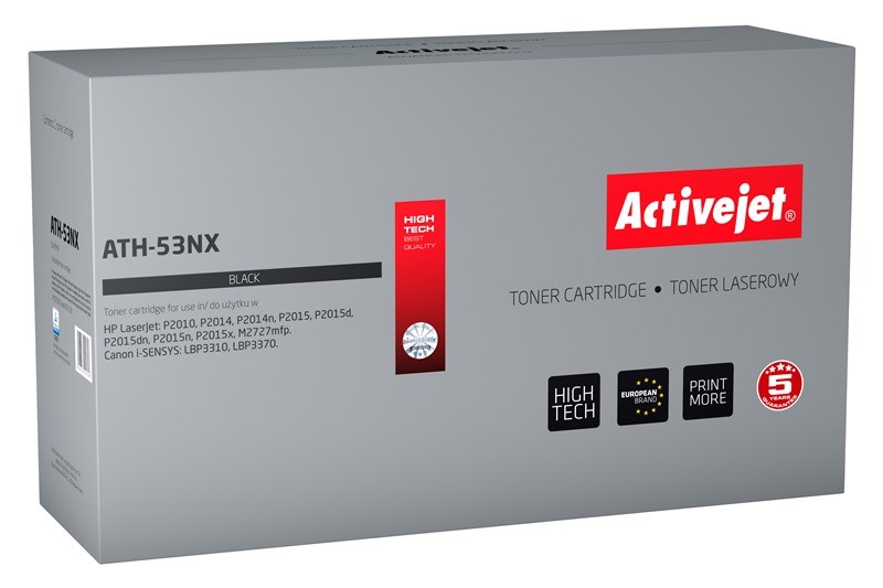 Activejet ATH-53NX Toner (replacement for HP 53X Q7553X, Canon CRG-715H; Supreme; 7900 pages; black) Activejet ATH-53NX Toner (replacement for HP 53X Q7553X, Canon CRG-715H; Supreme; 7900 pages; black)
