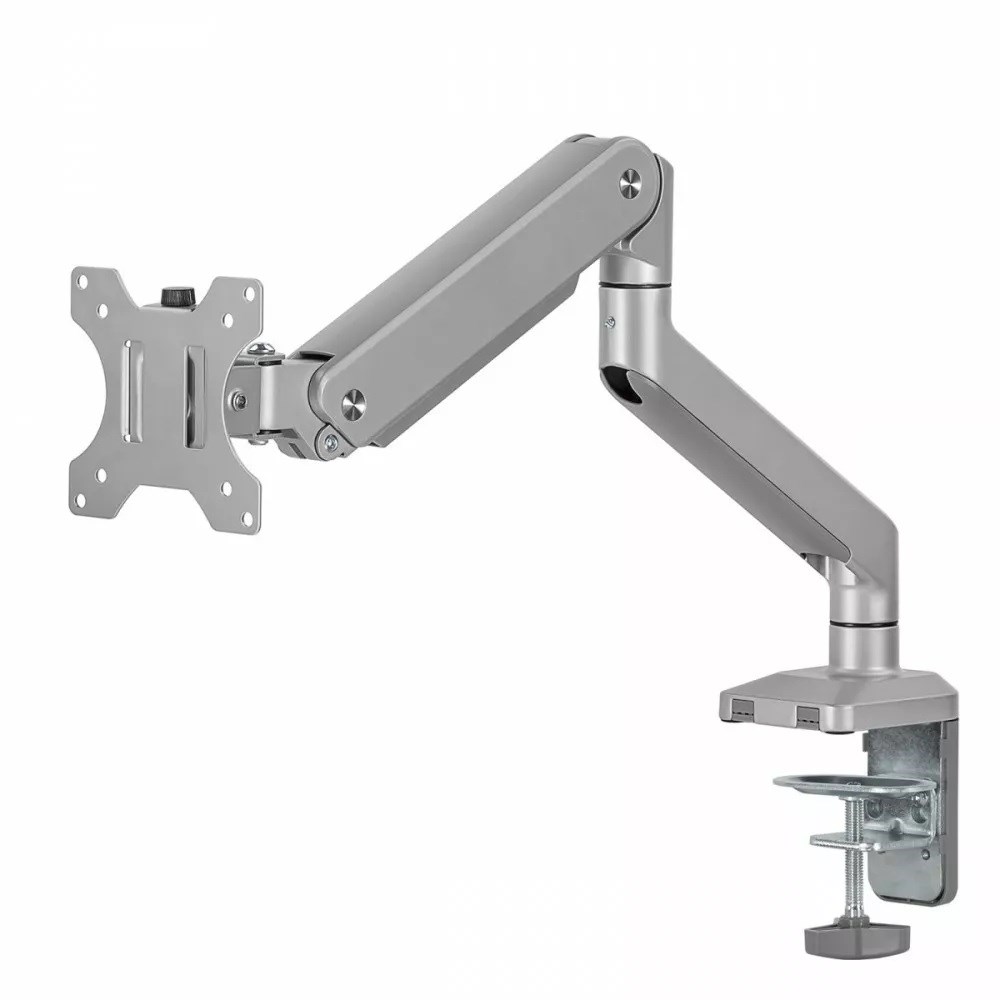 Ergo Office Aluminium Monitor Mount with Gas Spring, Double Arm, VESA 75x75/100x100, 17"-32" 10 kg Silver, ER-447 Ergo Office Aluminium Monitor Mount with Gas Spring, Double Arm, VESA 75x75/100x100, 17"-32" 10 kg Silver, ER-447