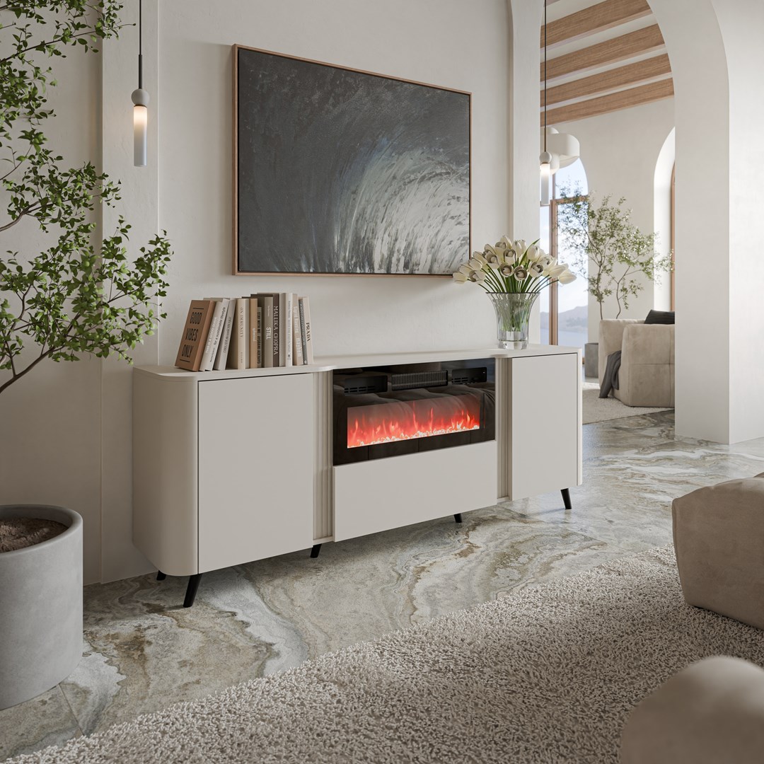 Cama Volare chest of drawers 200 x 39 x 75 cm cashmere + fireplace Cama Volare chest of drawers 200 x 39 x 75 cm cashmere + fireplace