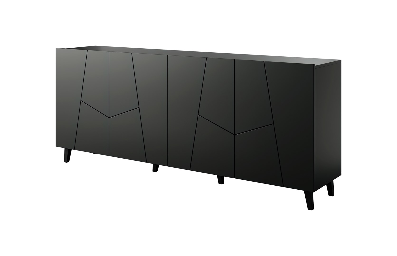 ETNA chest of drawers 200x42x82 black matt ETNA chest of drawers 200x42x82 black matt