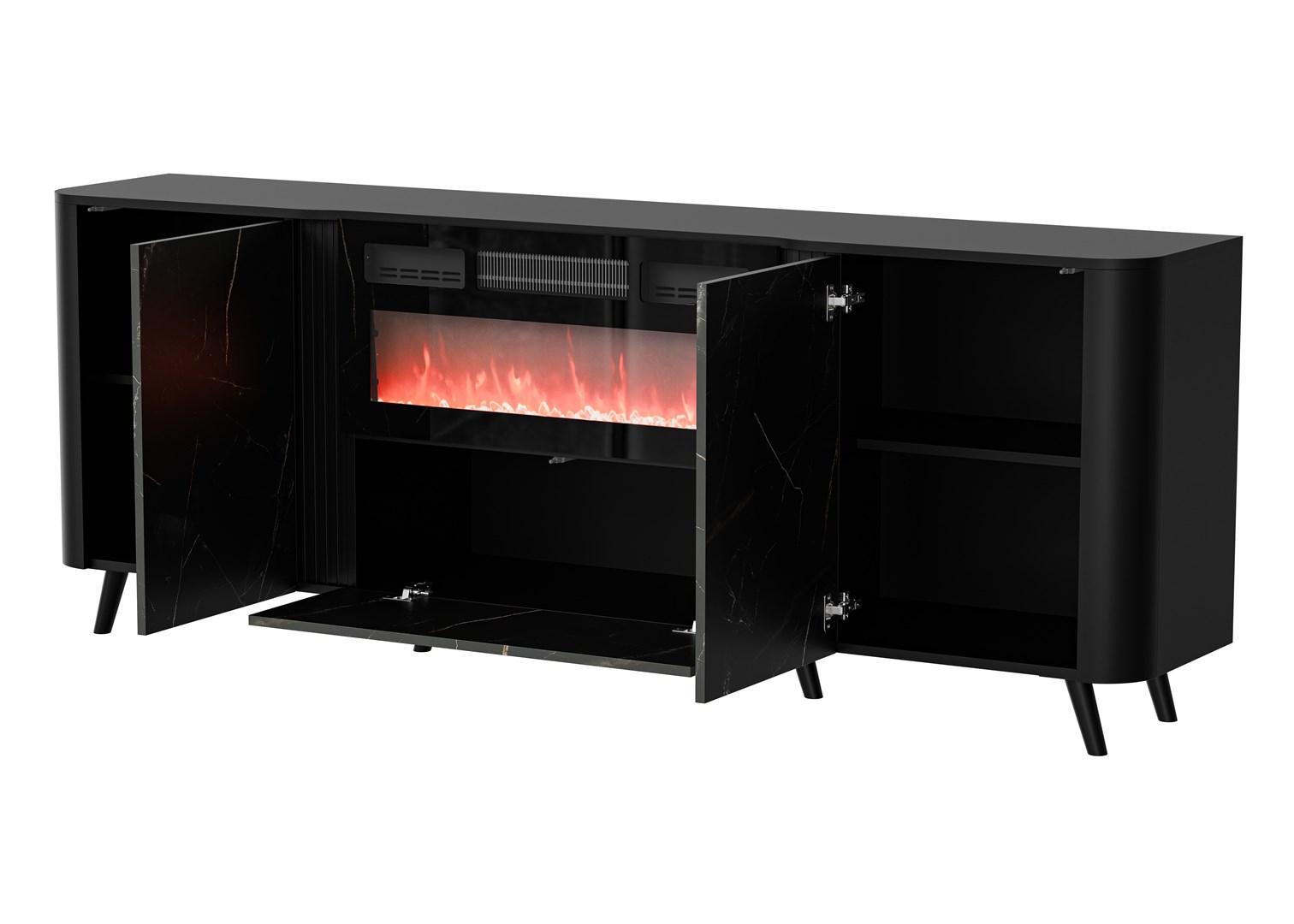 Cama Volare chest of drawers 200 x 39 x 75 cm black/san sebastian + fireplace Cama Volare chest of drawers 200 x 39 x 75 cm black/san sebastian + fireplace