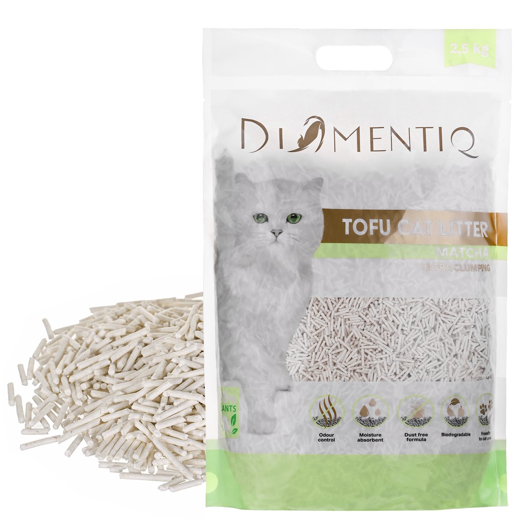 DIAMENTIQ Tofu Matcha Ultra clumping - plant-based litter - 2.5 kg DIAMENTIQ Tofu Matcha Ultra clumping - plant-based litter - 2.5 kg