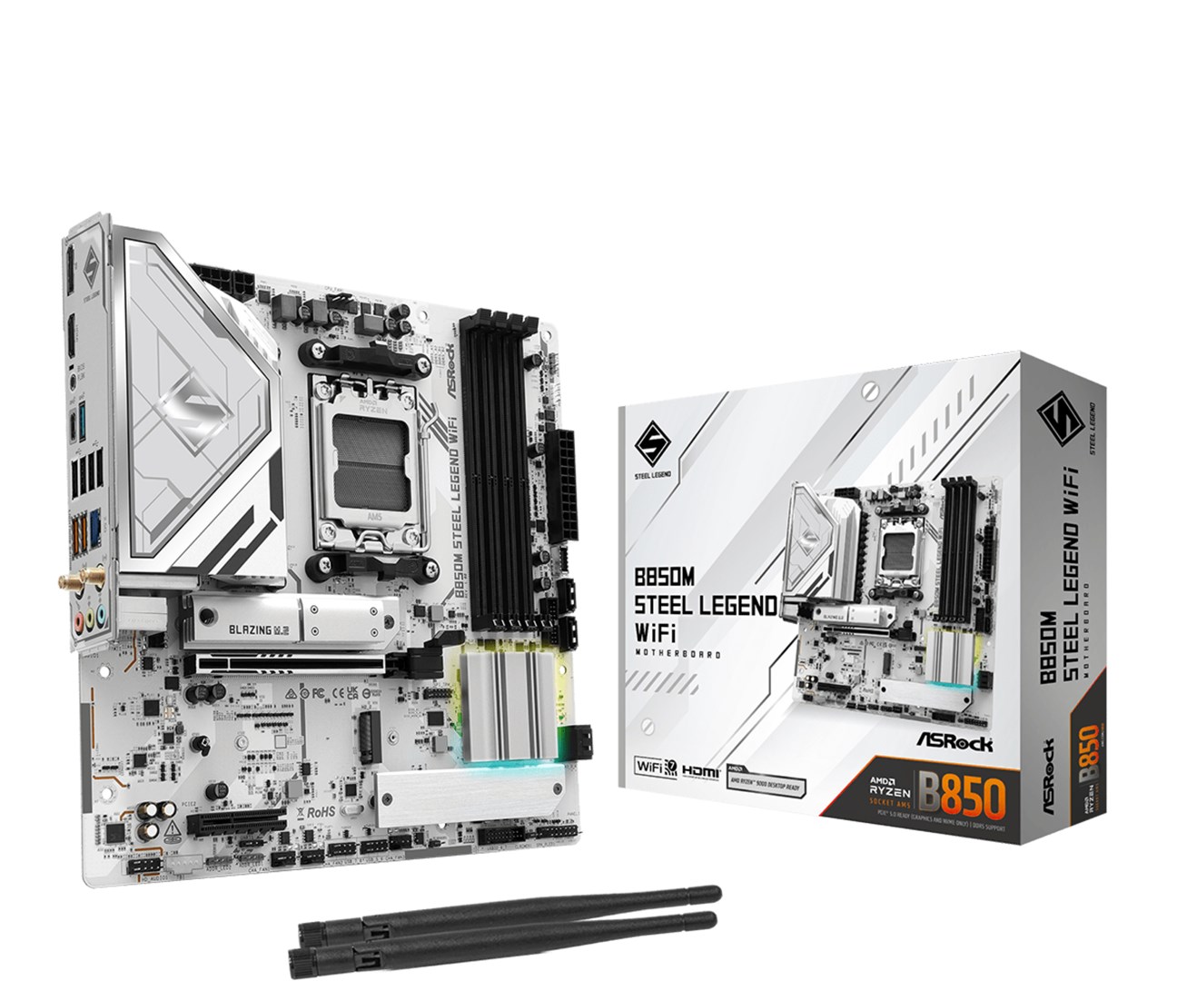 Asrock B850M Steel Legend WiFi AMD B850 Socket AM5 micro ATX Asrock B850M Steel Legend WiFi AMD B850 Socket AM5 micro ATX