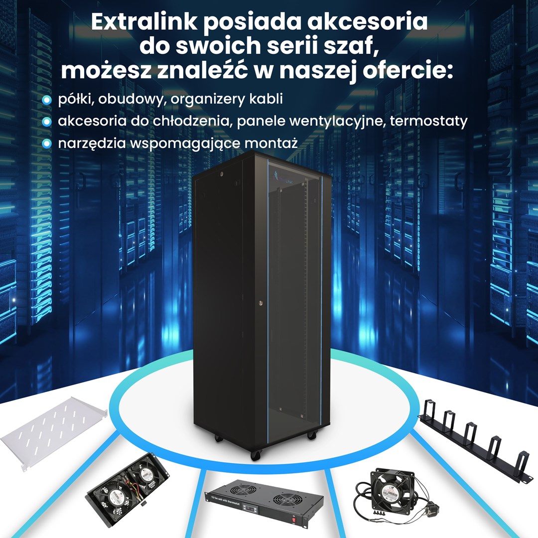 Extralink Rackmount cabinet 37U 600x1000 Black standing Extralink Rackmount cabinet 37U 600x1000 Black standing