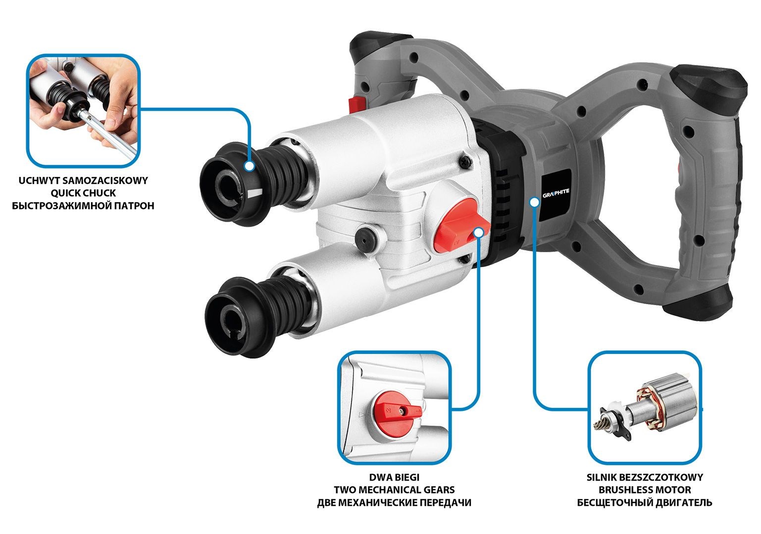 Energy+ 18V Brushless Double Mixer Without Battery Energy+ 18V Brushless Double Mixer Without Battery