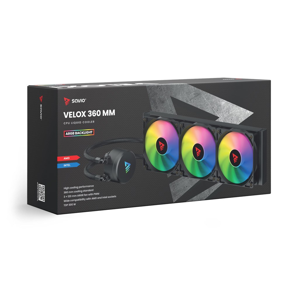 SAVIO VELOX 360mm CPU Liquid Cooler with ARGB SAVIO VELOX 360mm CPU Liquid Cooler with ARGB