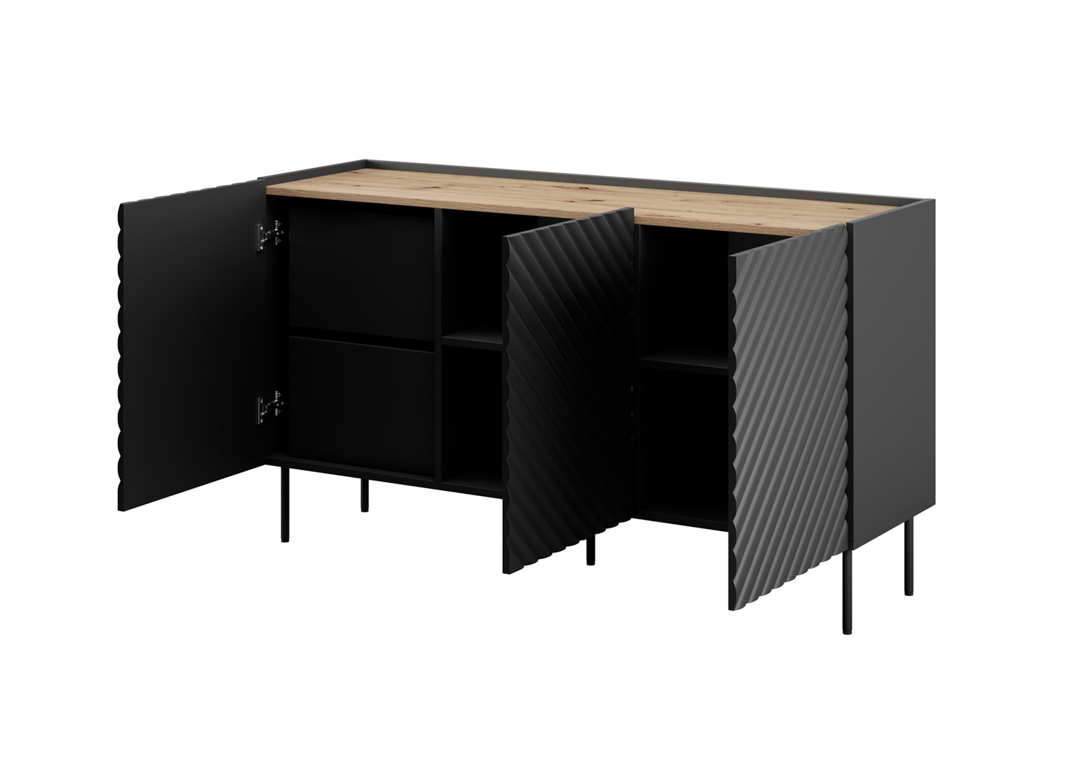 3D2SZ ONDA chest of drawers 150x45x85 black 3D2SZ ONDA chest of drawers 150x45x85 black