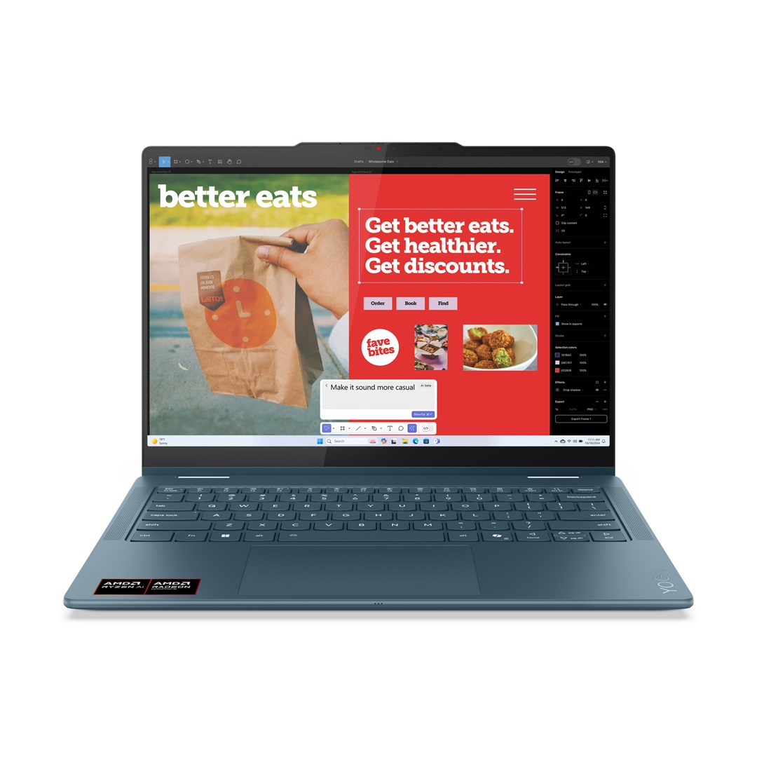 Lenovo Yoga 7 2-in-1 14AKP10 Copilot+ PC AMD Ryzen AI 5 340 Hybrid (2-in-1) 35.6 cm (14") Touchscreen WUXGA 16 GB LPDDR5x-SDRAM 512 GB SSD Wi-Fi 7 (802.11be) Windows 11 Home Teal Lenovo Yoga 7 2-in-1 14AKP10 Copilot+ PC AMD Ryzen AI 5 340 Hybrid (2-in-1) 35.6 cm (14") Touchscreen WUXGA 16 GB LPDDR5x-SDRAM 512 GB SSD Wi-Fi 7 (802.11be) Windows 11 Home Teal
