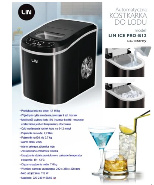 Portable ice maker LIN ICE PRO-B12 black Portable ice maker LIN ICE PRO-B12 black