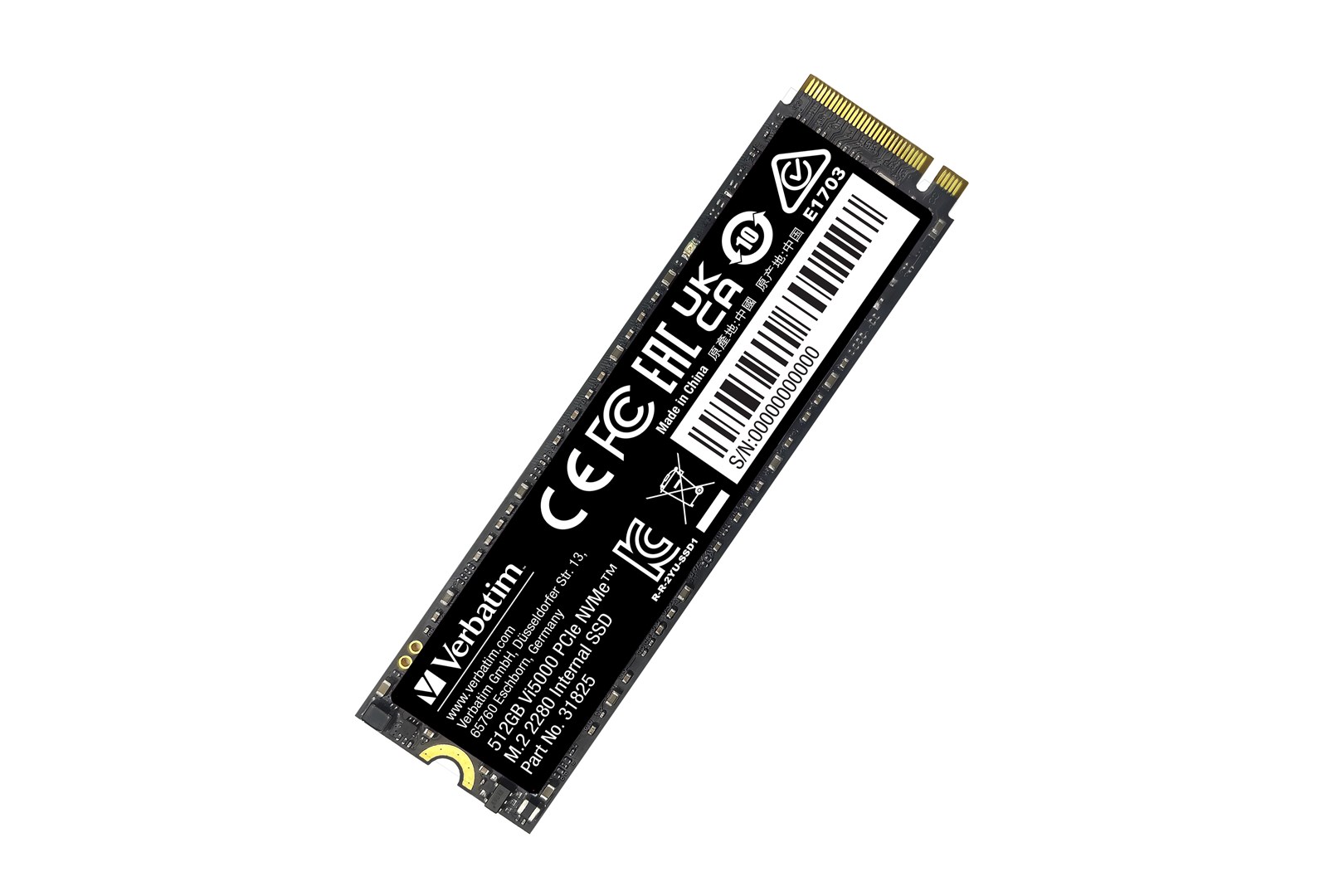 Verbatim Vi5000 PCIe NVMe M.2 SSD 512 GB Verbatim Vi5000 PCIe NVMe M.2 SSD 512 GB