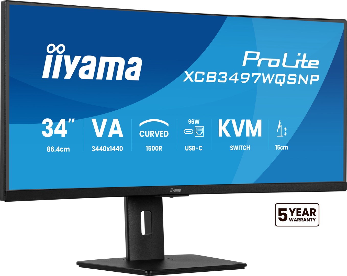 iiyama ProLite 34’’ UWQHD curved monitor with USB-C dock, LAN, KVM switch and 15cm height adjustable stand iiyama ProLite 34’’ UWQHD curved monitor with USB-C dock, LAN, KVM switch and 15cm height adjustable stand