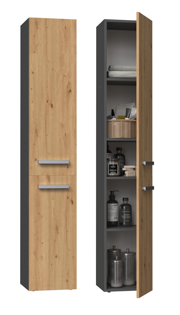 Topeshop NEL II ANT/ART bathroom storage cabinet Graphite, Oak Topeshop NEL II ANT/ART bathroom storage cabinet Graphite, Oak