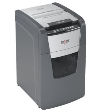 Rexel AutoFeed+ 150X automatic shredder, P-4, cuts confetti cut (4x28mm), 150 sheets, 44 litre bin Rexel AutoFeed+ 150X automatic shredder, P-4, cuts confetti cut (4x28mm), 150 sheets, 44 litre bin