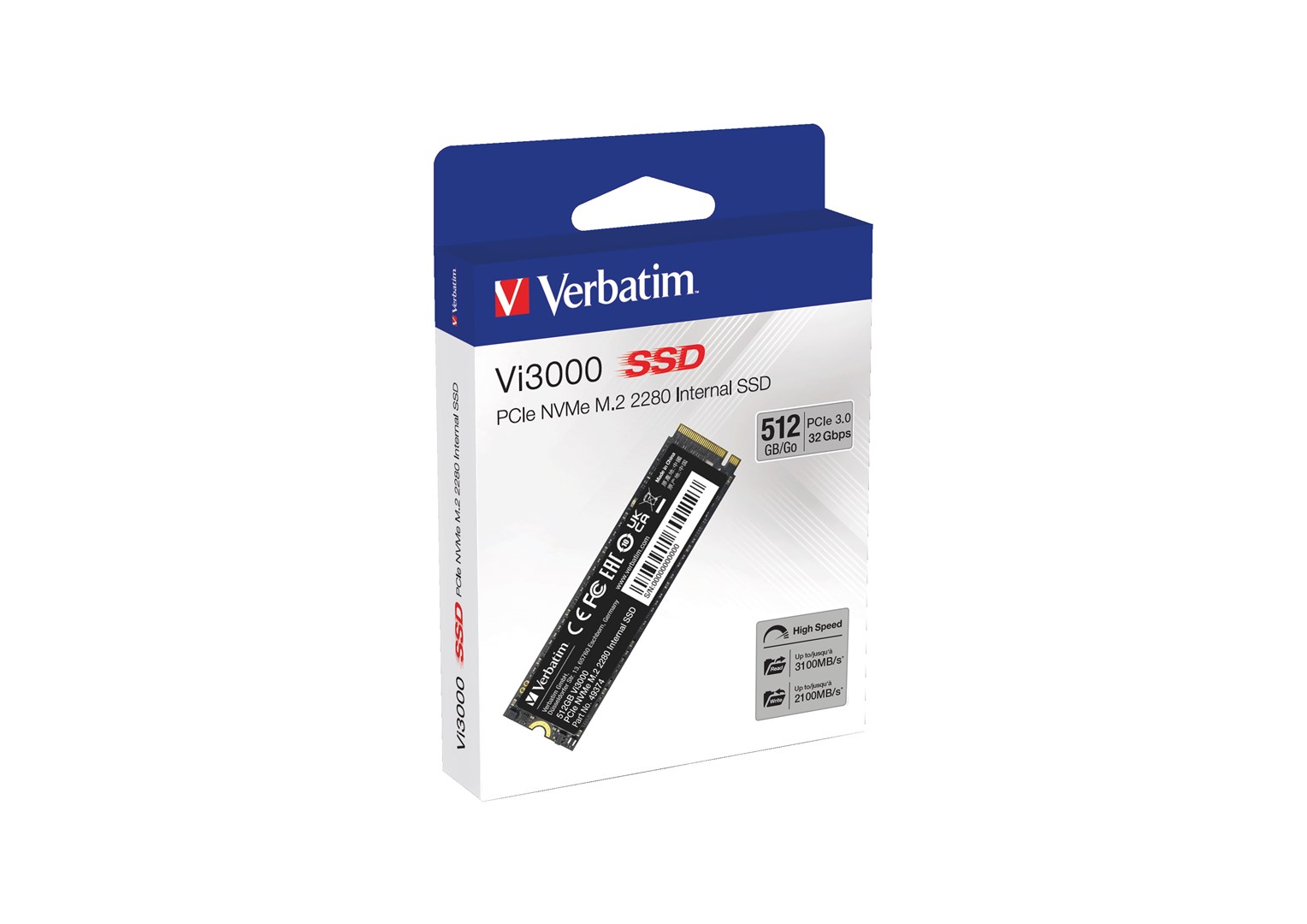 Verbatim Vi3000 PCIe NVMe M.2 SSD 512GB Verbatim Vi3000 PCIe NVMe M.2 SSD 512GB