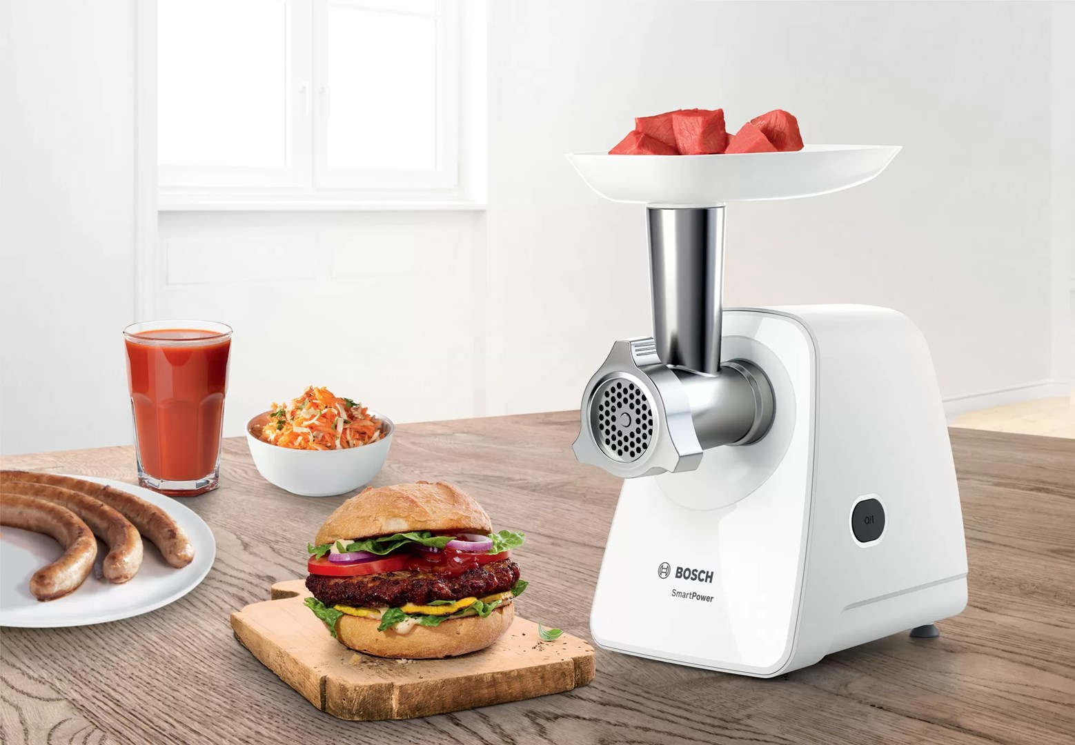 Bosch MFW2520W mincer 1500 W Stainless steel, White Bosch MFW2520W mincer 1500 W Stainless steel, White