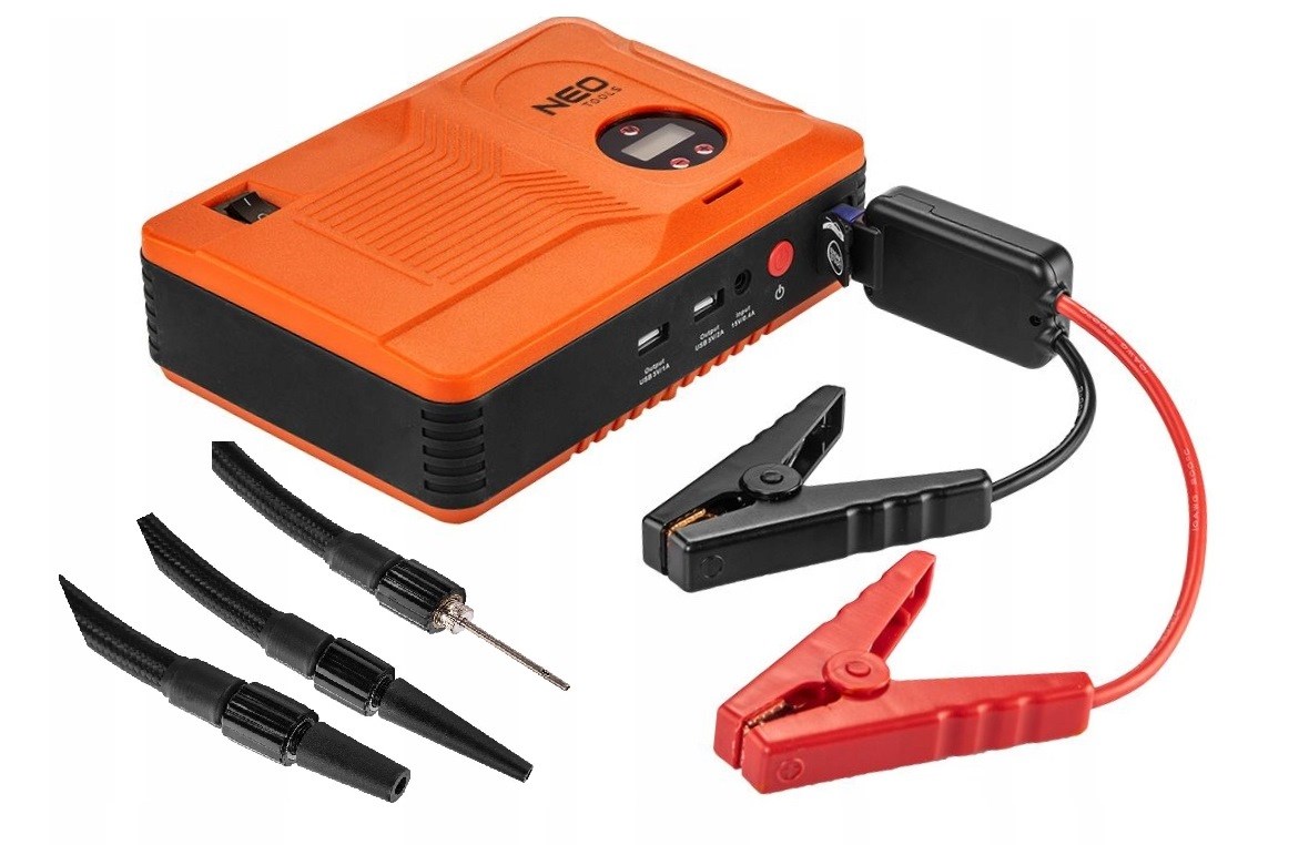 Neo Tools "Jumpstarter" starting device, 14Ah power bank, 3.5 bar compressor, flashlight Neo Tools "Jumpstarter" starting device, 14Ah power bank, 3.5 bar compressor, flashlight