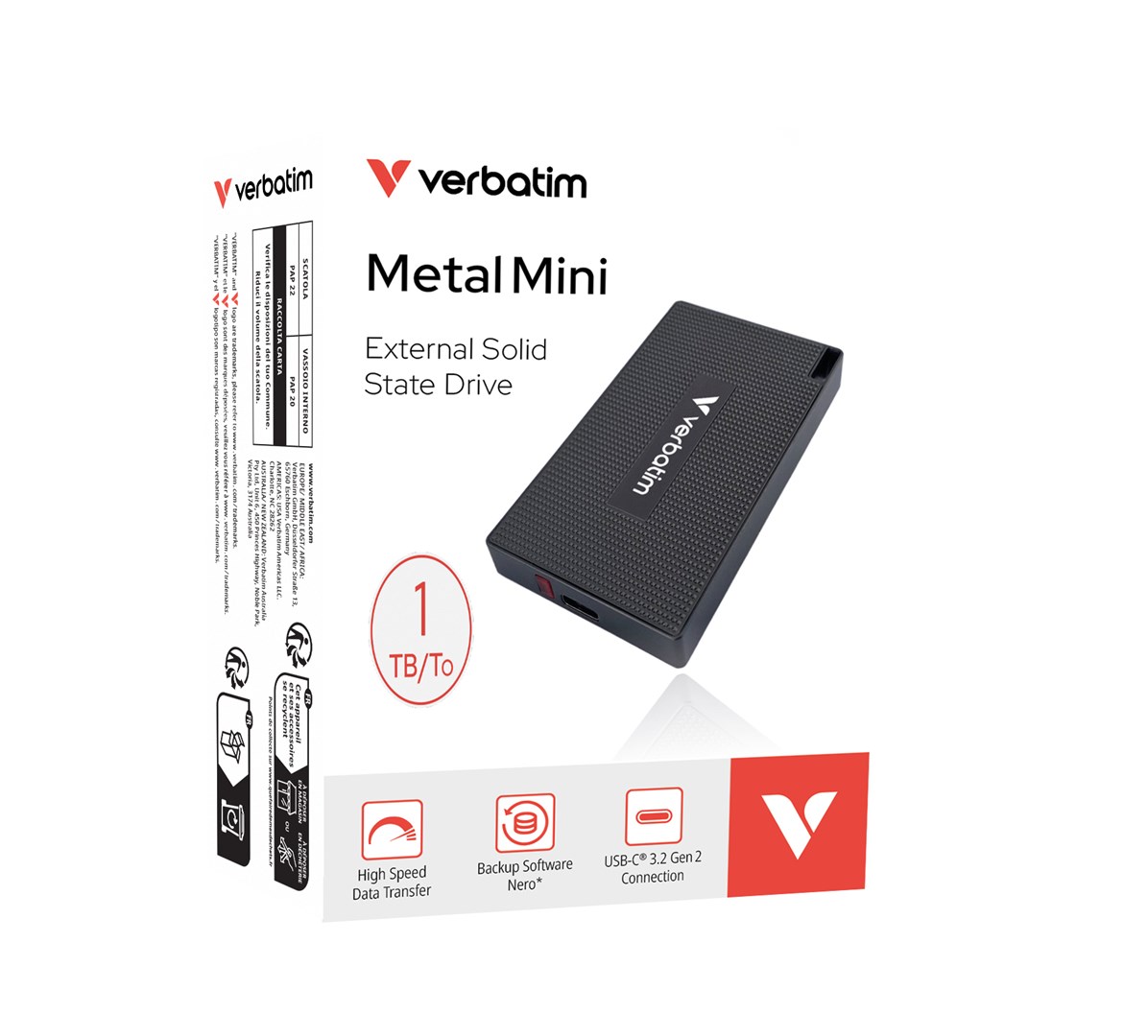 Verbatim Metal Mini SSD USB-C 3.2 Gen 2 1 TB Verbatim Metal Mini SSD USB-C 3.2 Gen 2 1 TB