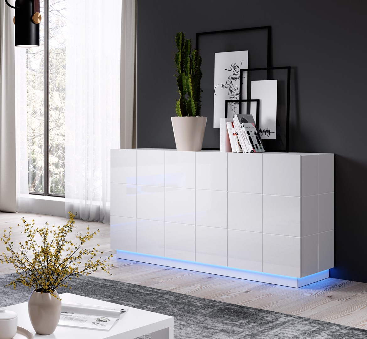 Cama sideboard 2D REJA white gloss/white gloss Cama sideboard 2D REJA white gloss/white gloss