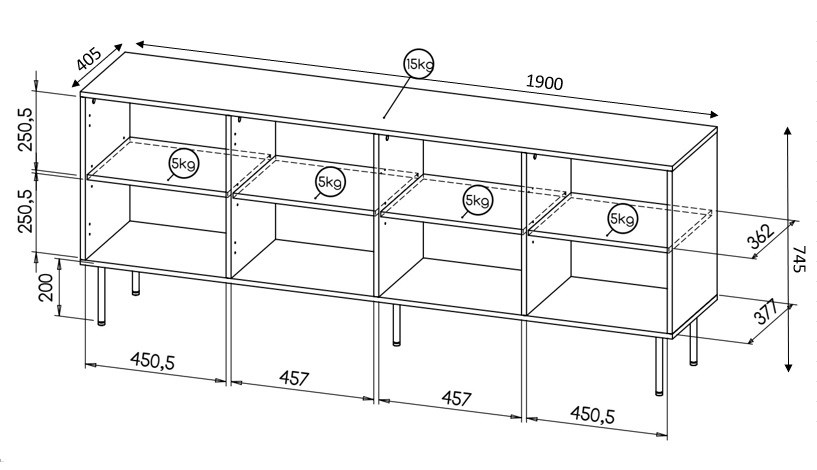 HOLE chest 190x40.5x74.5 cm white matt HOLE chest 190x40.5x74.5 cm white matt