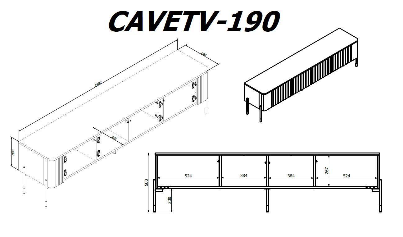 Cama VERA TV cabinet 190x40x50 cashmere matt Cama VERA TV cabinet 190x40x50 cashmere matt