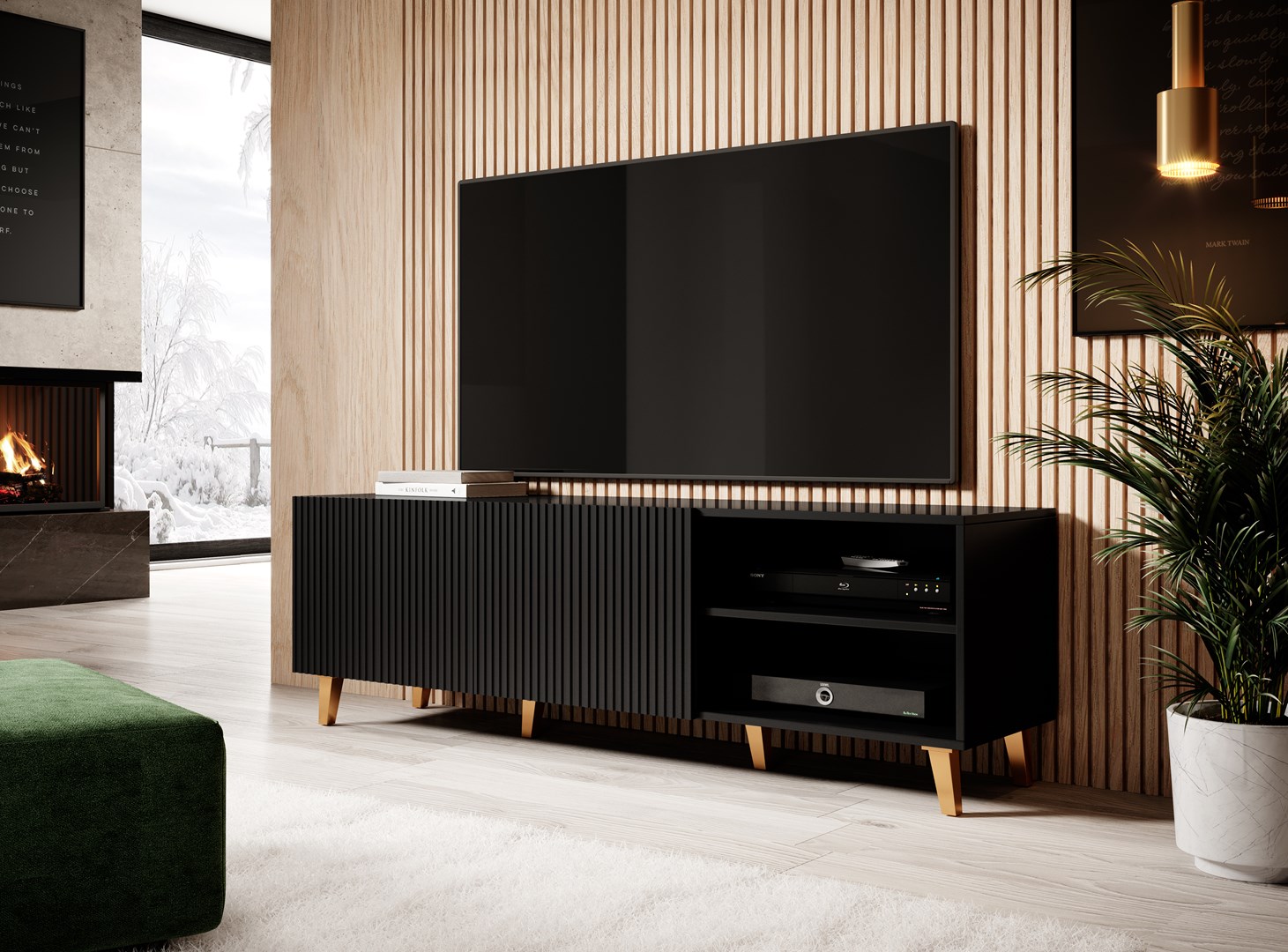 Cama RTV cabinet PAFOS 150x42x52 Black matt Cama RTV cabinet PAFOS 150x42x52 Black matt