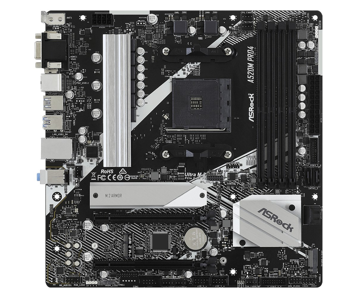 Asrock A520M Pro4 Socket AM4 micro ATX Asrock A520M Pro4 Socket AM4 micro ATX