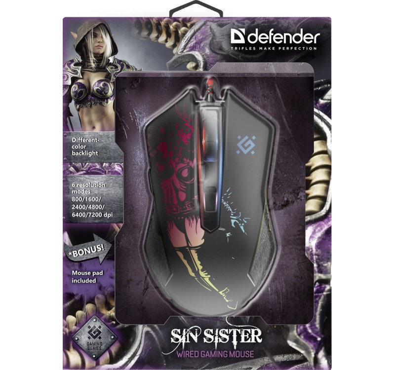 Gaming, optic, wired mouse DEFENDER GM-933 SIN'SISTER 7200dpi 6P RGB Gaming, optic, wired mouse DEFENDER GM-933 SIN'SISTER 7200dpi 6P RGB