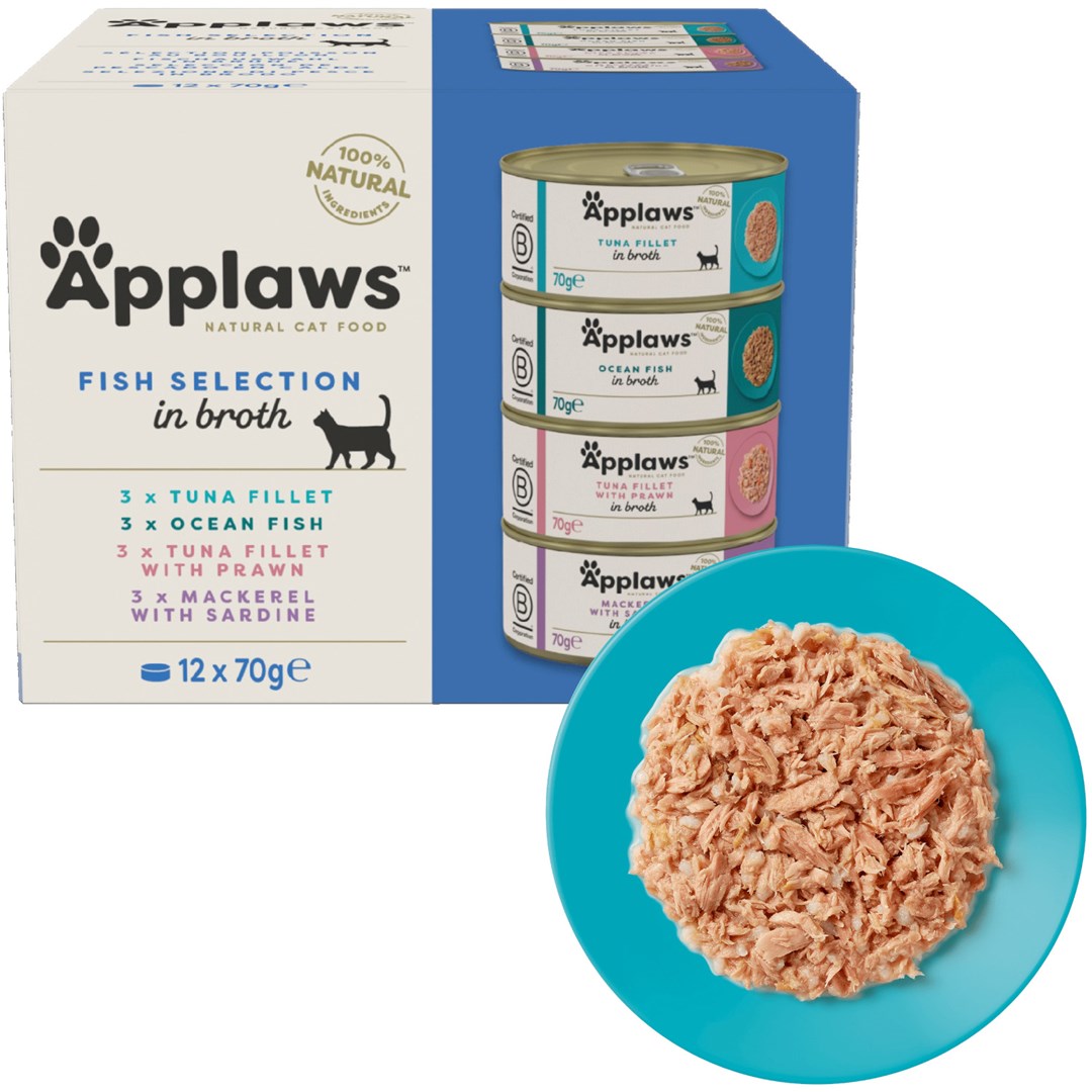 APPLAWS Fish selection multipack in broth - wet cat food - 12x70g APPLAWS Fish selection multipack in broth - wet cat food - 12x70g