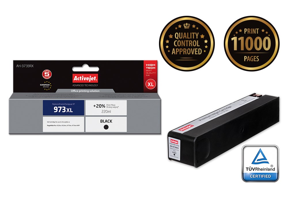 Activejet AH-973BRX ink (replacement for HP 973XL L0S07AE; Premium; 220 ml; black) Activejet AH-973BRX ink (replacement for HP 973XL L0S07AE; Premium; 220 ml; black)