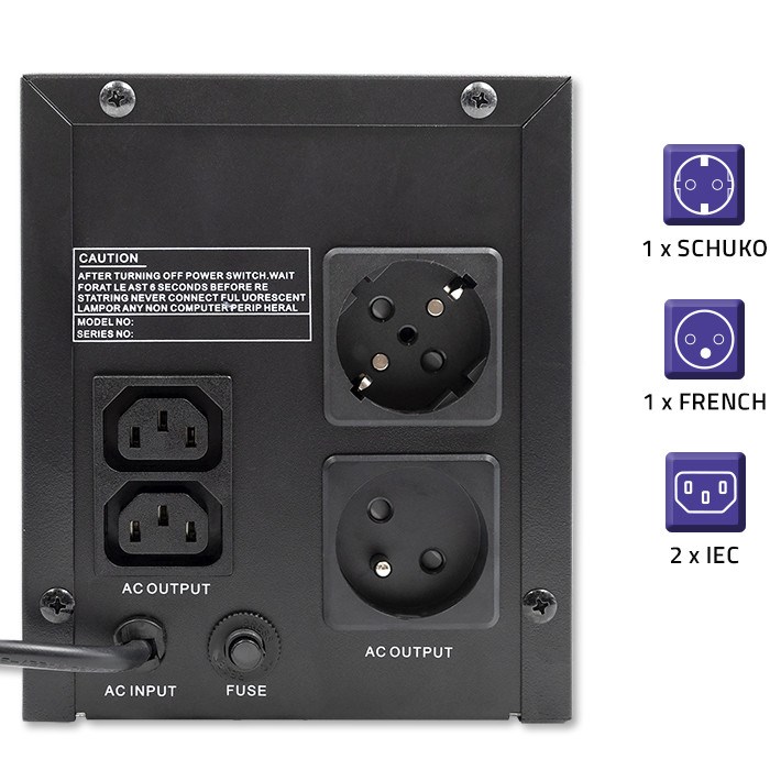Qoltec 53776 uninterruptible power supply (UPS) Line-Interactive 1.5 kVA 900 W 4 AC outlet(s) Qoltec 53776 uninterruptible power supply (UPS) Line-Interactive 1.5 kVA 900 W 4 AC outlet(s)