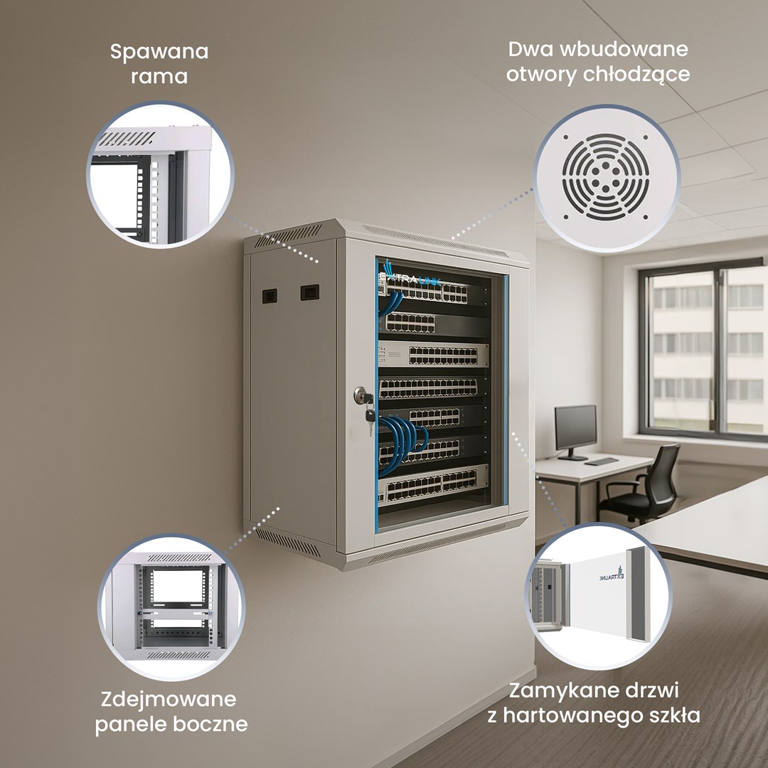 Extralink Rackmount cabinet 6U 600x600 Gray wall mounted Extralink Rackmount cabinet 6U 600x600 Gray wall mounted