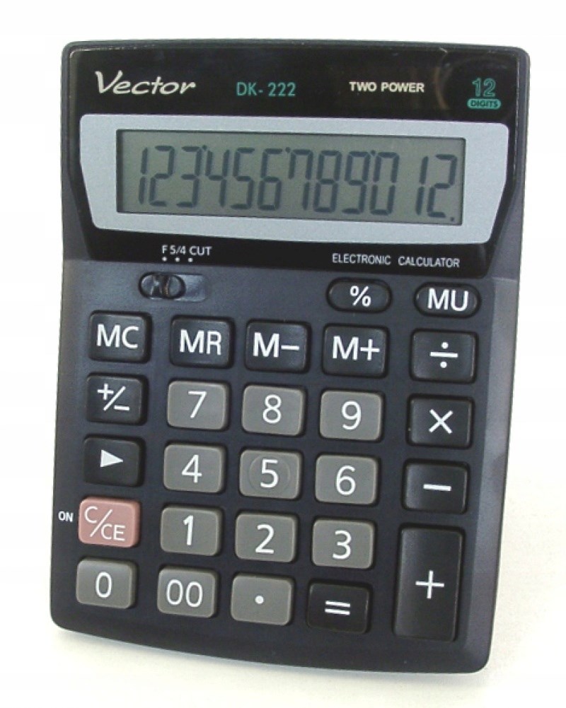 Vector KAV DK-222 office calculator, 12 digits, 103 x 137 mm, black Vector KAV DK-222 office calculator, 12 digits, 103 x 137 mm, black