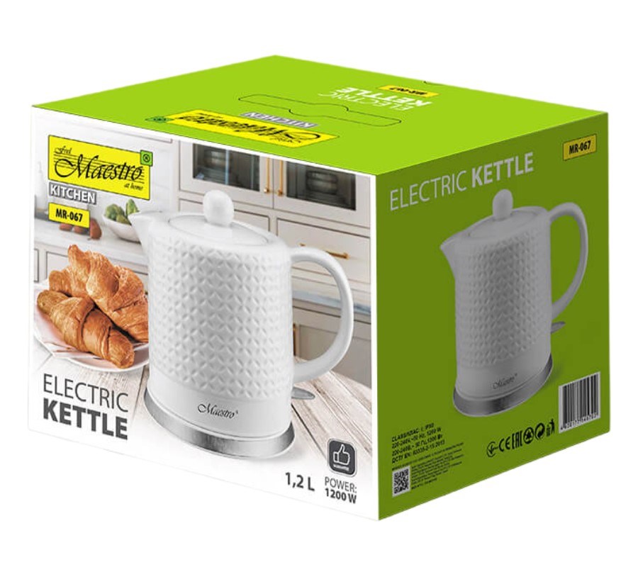 Feel-Maestro MR067 electric kettle 1.2 L White 1200 W Feel-Maestro MR067 electric kettle 1.2 L White 1200 W