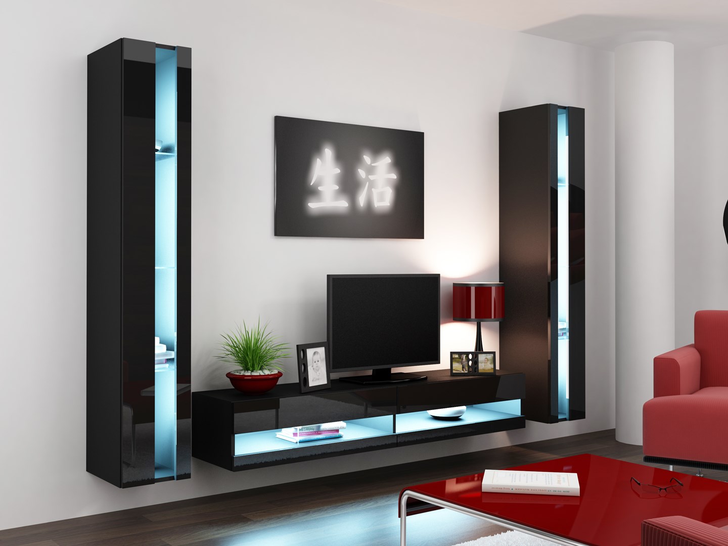 Cama TV stand VIGO NEW 30/180/40 black/black gloss Cama TV stand VIGO NEW 30/180/40 black/black gloss