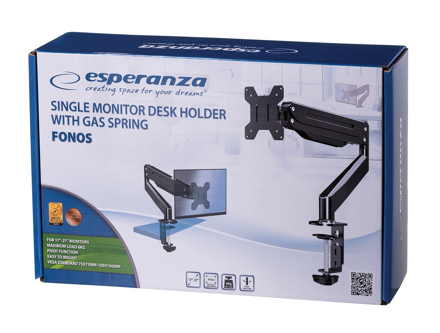 Esperanza ERW019 monitor mount / stand 68.6 cm (27") Desk Black Esperanza ERW019 monitor mount / stand 68.6 cm (27") Desk Black