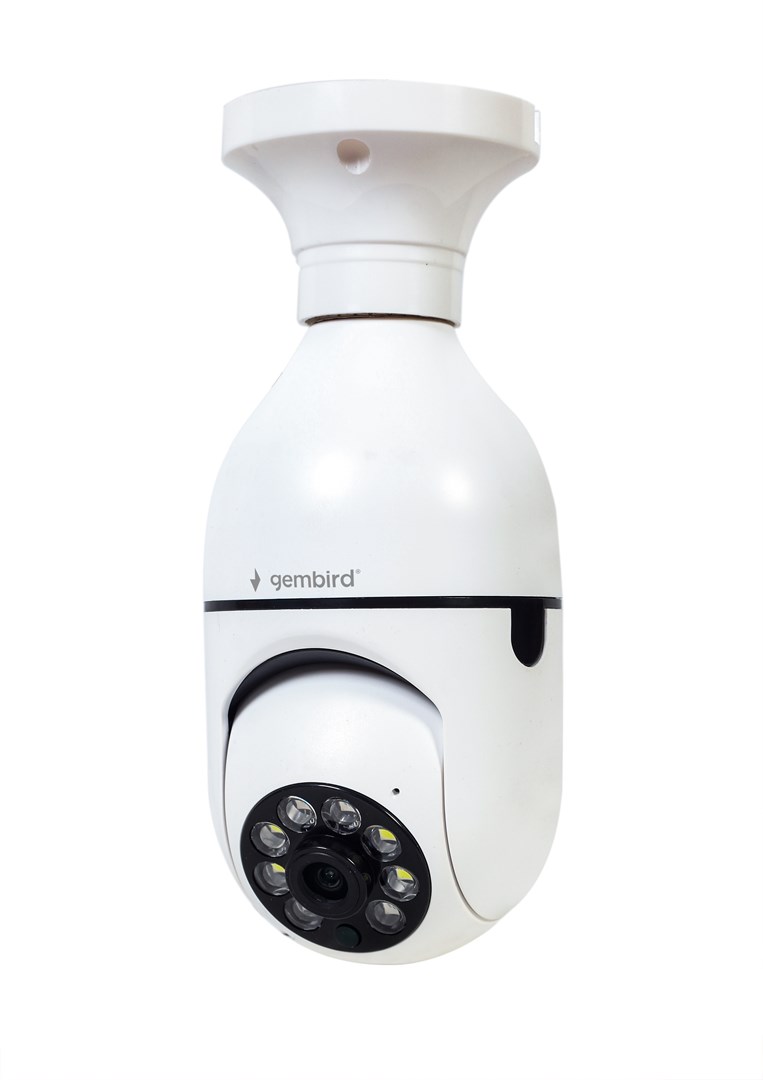 Gembird Slimme wifi camera 1080p draaibaar E27 Draaifitting kan in een lamp aansluiting. Gembird Slimme wifi camera 1080p draaibaar E27 Draaifitting kan in een lamp aansluiting.