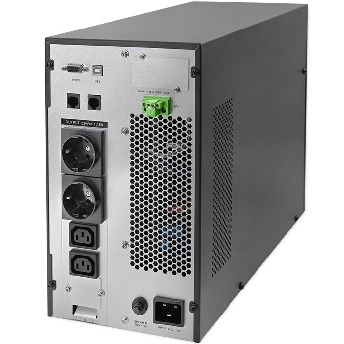 Qoltec Uninterruptible Power Supply (UPS) | 3kVA | 3000W | Power Factor 1.0 | LCD | EPO | USB | Online Qoltec Uninterruptible Power Supply (UPS) | 3kVA | 3000W | Power Factor 1.0 | LCD | EPO | USB | Online