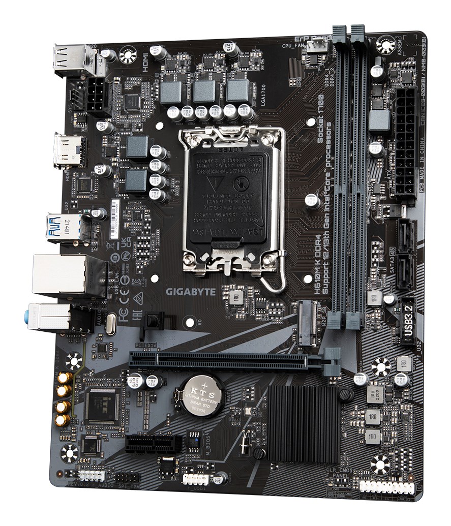GIGABYTE H610M K DDR4 Motherboard - Supports Intel Core 14th Gen CPUs, 3+1+1 Phases Hybrid Power Design, up to 3200MHz DDR4, 1xPCIe 3.0 M.2, GbE LAN, USB 3.2 Gen 1 GIGABYTE H610M K DDR4 Motherboard - Supports Intel Core 14th Gen CPUs, 3+1+1 Phases Hybrid Power Design, up to 3200MHz DDR4, 1xPCIe 3.0 M.2, GbE LAN, USB 3.2 Gen 1