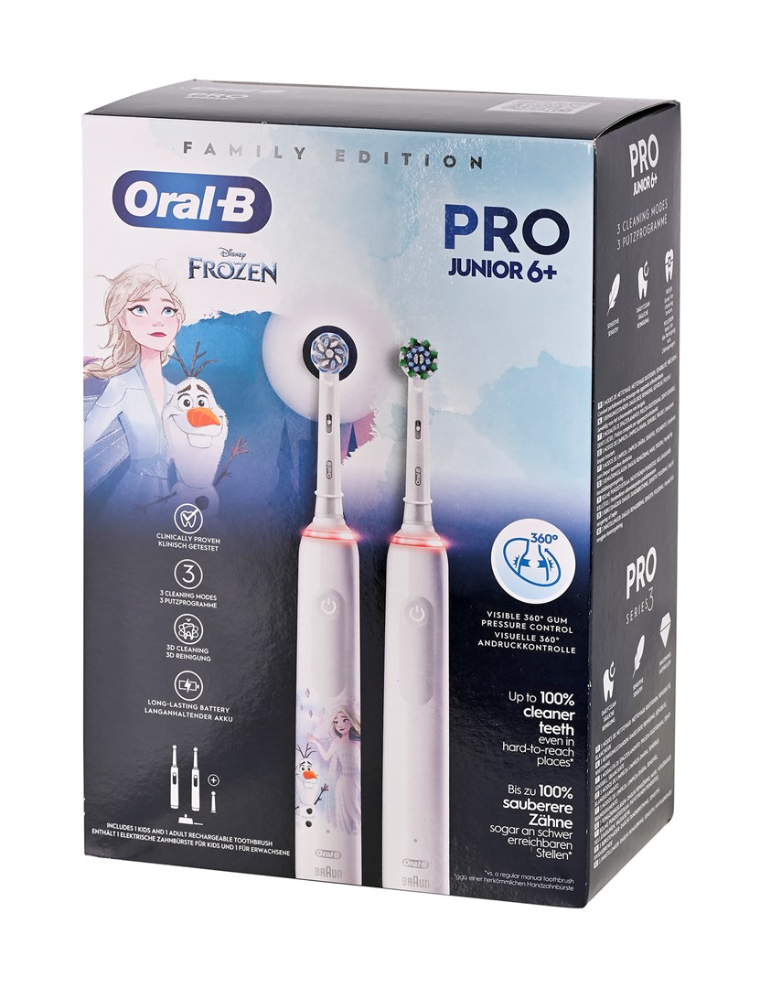 Oral-B Pro 3 3000 White + Oral-B Junior Frozen 6+ Set of rotating toothbrushes Oral-B Pro 3 3000 White + Oral-B Junior Frozen 6+ Set of rotating toothbrushes