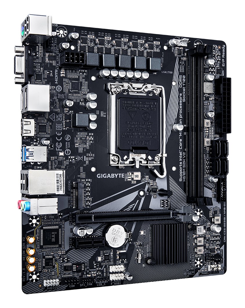 GIGABYTE H610M S2H V2 Motherboard - Supports Intel Core 14th CPUs, 4+1+1 Hybrid Phases Digital VRM, up to 5600MHz DDR5, 1xPCIe 3.0 M.2, GbE LAN, USB 3.2 Gen 1 GIGABYTE H610M S2H V2 Motherboard - Supports Intel Core 14th CPUs, 4+1+1 Hybrid Phases Digital VRM, up to 5600MHz DDR5, 1xPCIe 3.0 M.2, GbE LAN, USB 3.2 Gen 1