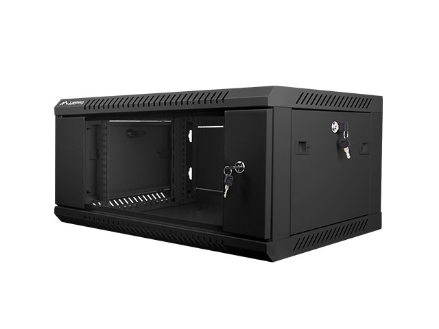 Lanberg 19'' wall-mounted installation cabinet 4U 600x450mm black (glass door) Lanberg 19'' wall-mounted installation cabinet 4U 600x450mm black (glass door)