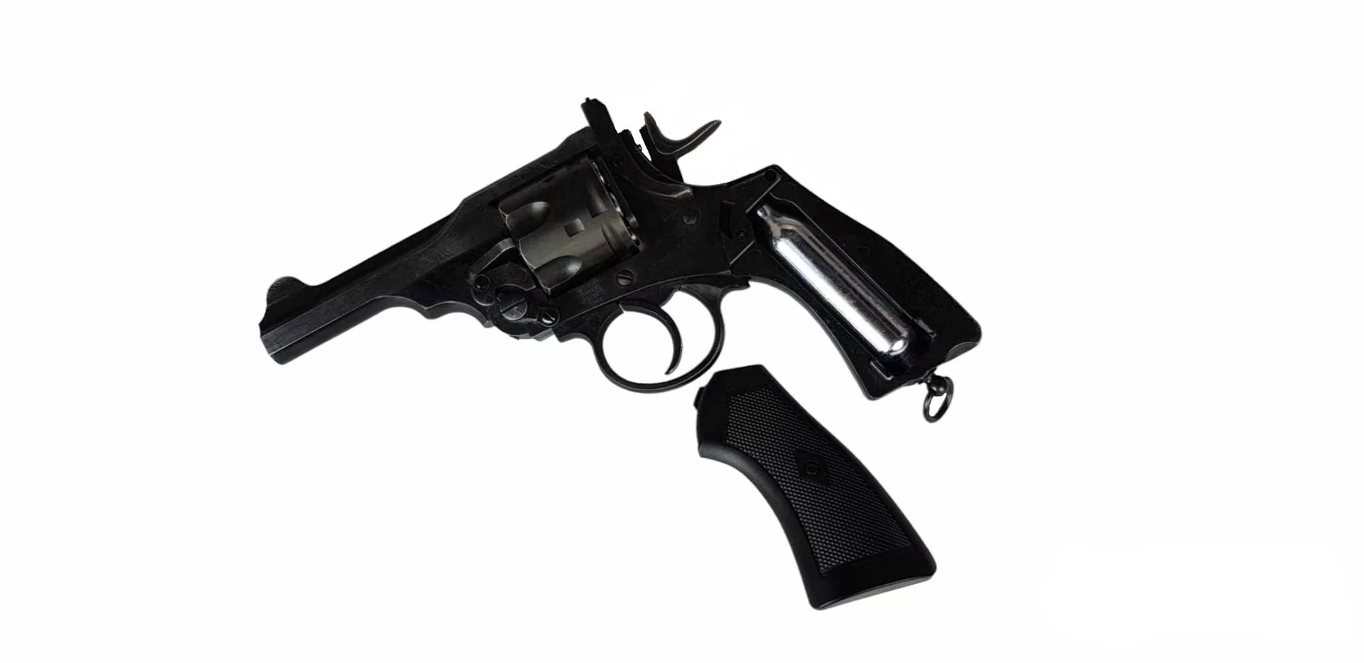 WEBLEY MKVI .455 Police cal.5.5 mm Diabolo cartridge revolver 6-shot. 4’ barrel CO2 Battlefield Ekp to17J WEBLEY MKVI .455 Police cal.5.5 mm Diabolo cartridge revolver 6-shot. 4’ barrel CO2 Battlefield Ekp to17J
