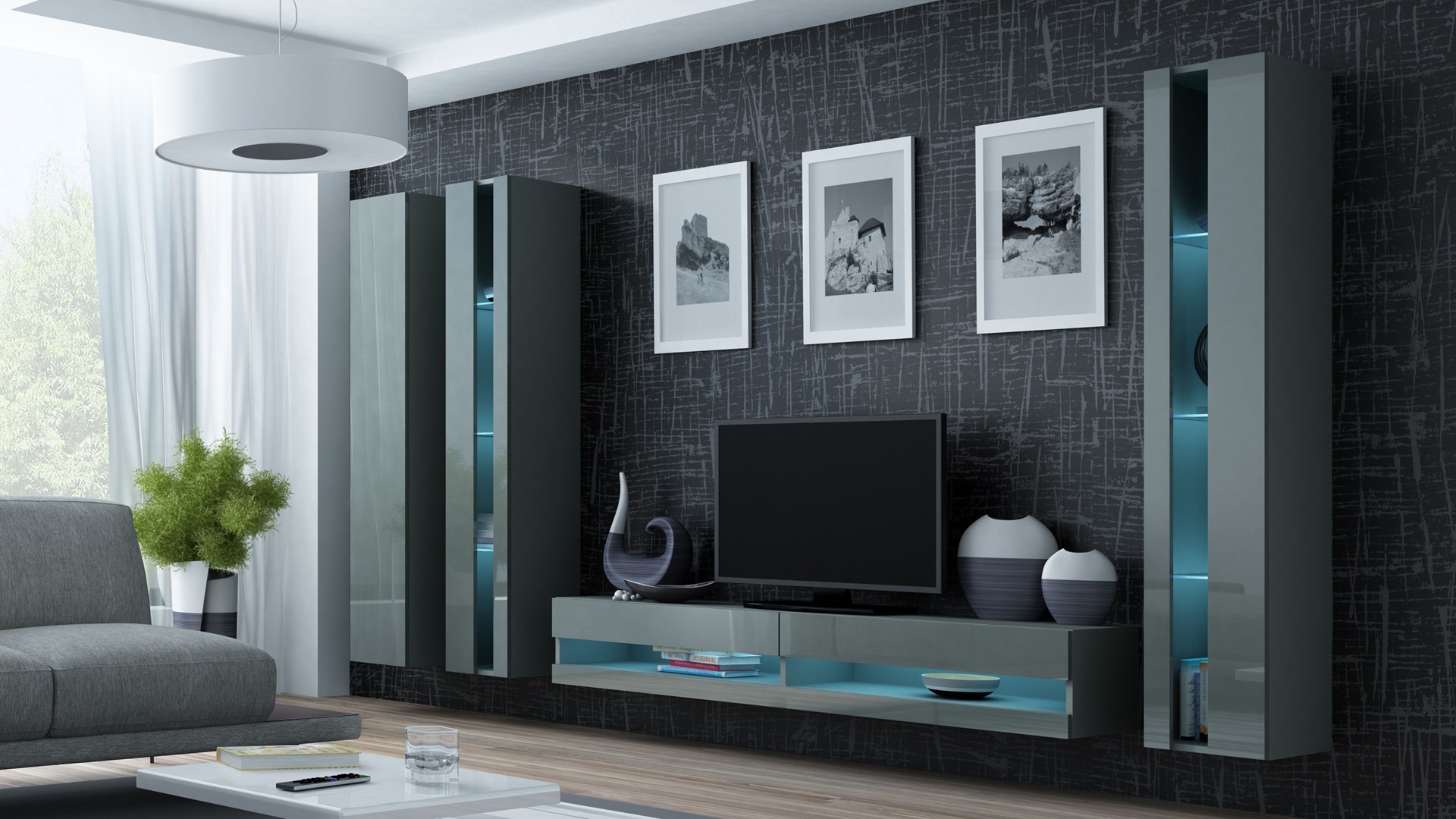 Cama TV stand VIGO NEW 30/180/40 white/grey gloss Cama TV stand VIGO NEW 30/180/40 white/grey gloss