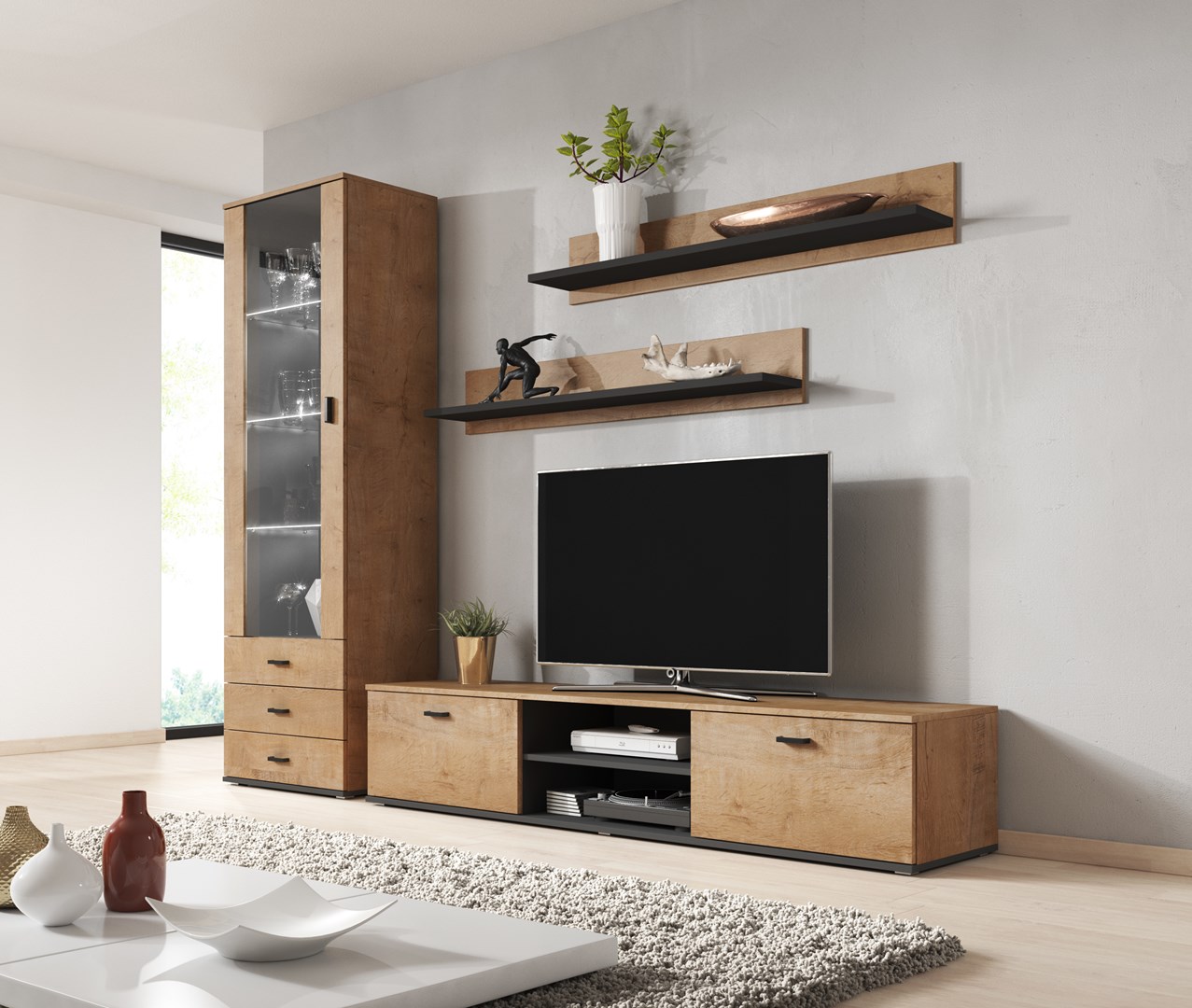 Cama display cabinet SOHO S1 lefkas oak/black Cama display cabinet SOHO S1 lefkas oak/black