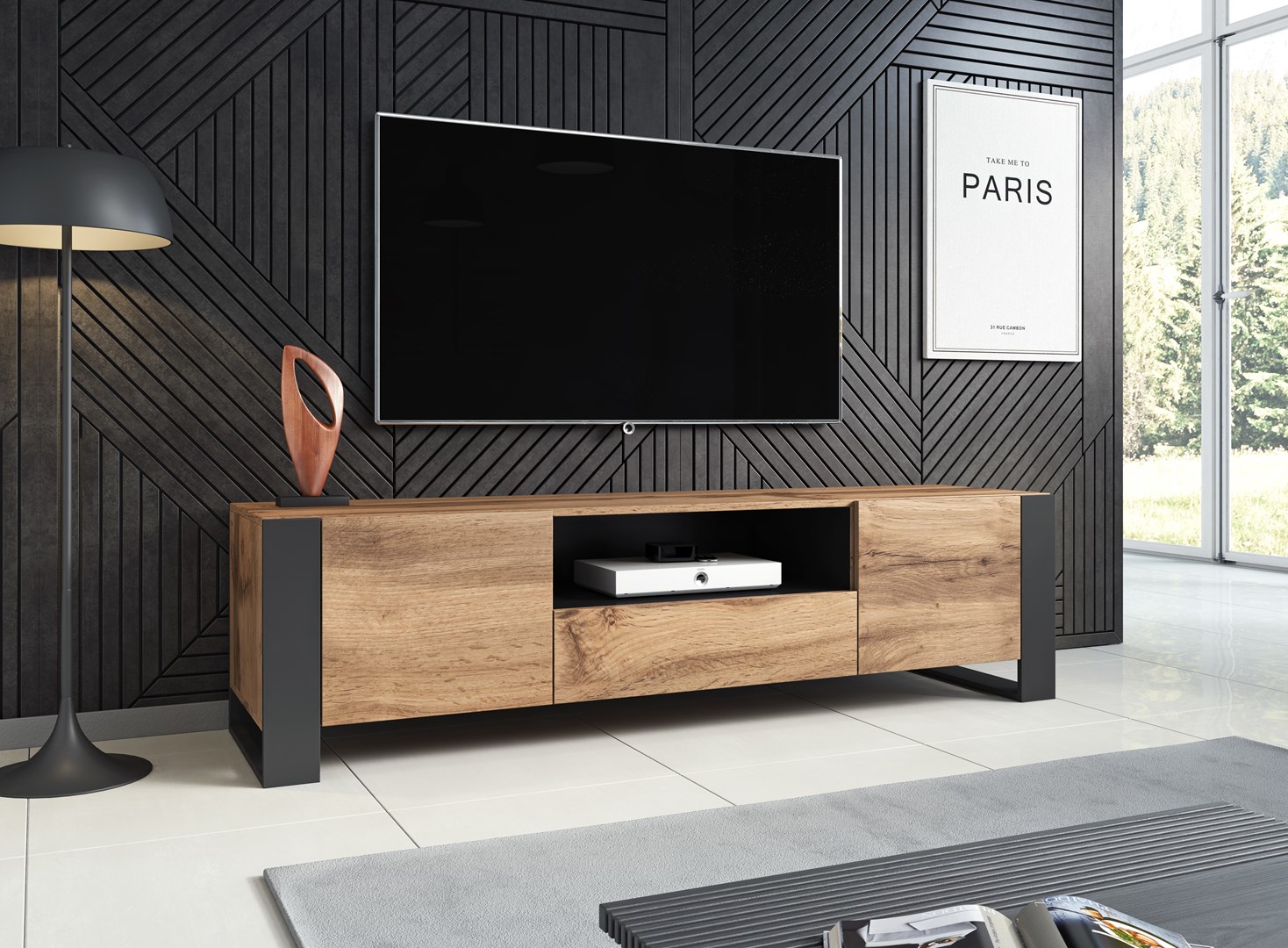 Cama TV stand WOOD wotan/antracite Cama TV stand WOOD wotan/antracite